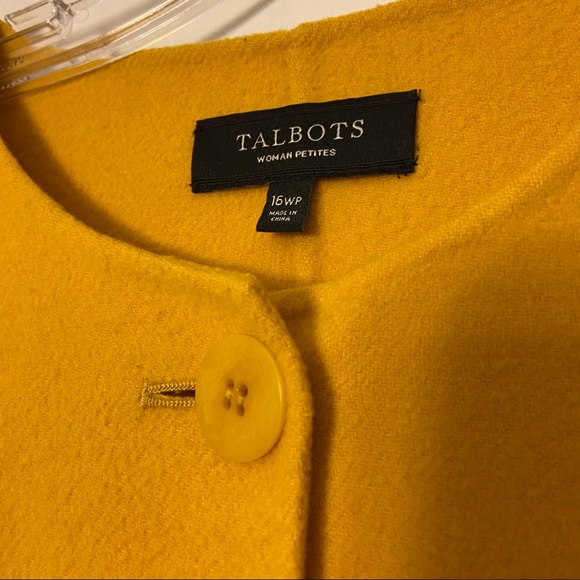 Talbots Mustard Yellow Button Up Long Wool Jacket - Picture 7 of 13